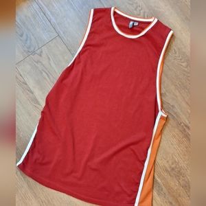 ASOS longline sleeveless ringer basketball t-shirt red orange and white XL